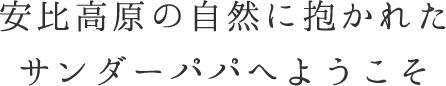 安比高原の自然に抱かれたサンダーパパへようこそ